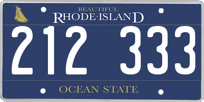 RI license plate 212333