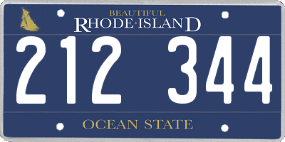 RI license plate 212344