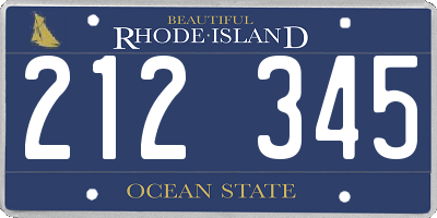 RI license plate 212345