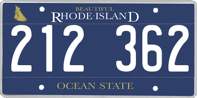 RI license plate 212362