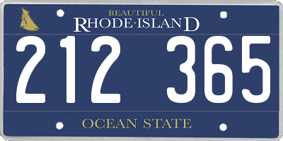 RI license plate 212365