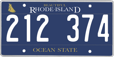 RI license plate 212374