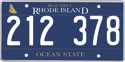 RI license plate 212378