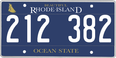 RI license plate 212382