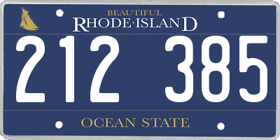 RI license plate 212385