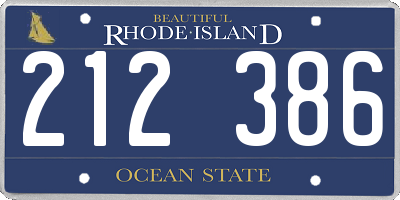 RI license plate 212386
