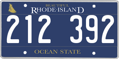 RI license plate 212392