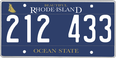 RI license plate 212433