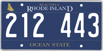 RI license plate 212443