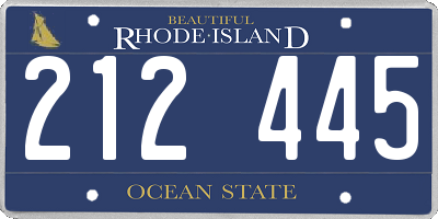 RI license plate 212445