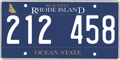 RI license plate 212458