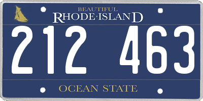 RI license plate 212463