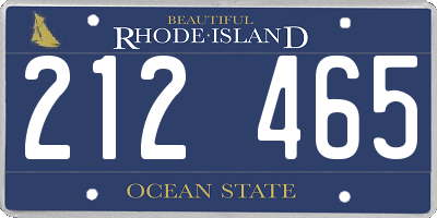 RI license plate 212465