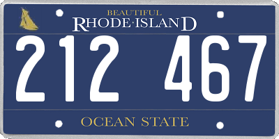RI license plate 212467