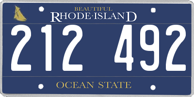 RI license plate 212492