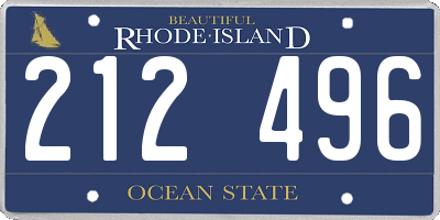 RI license plate 212496
