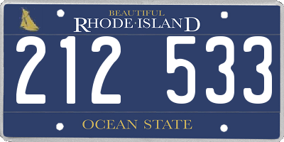RI license plate 212533