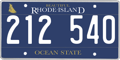 RI license plate 212540