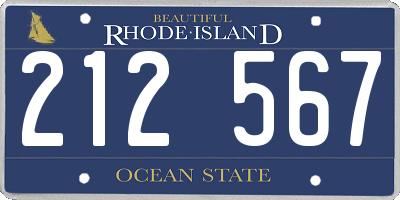 RI license plate 212567
