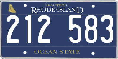 RI license plate 212583