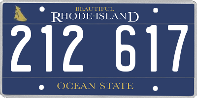RI license plate 212617
