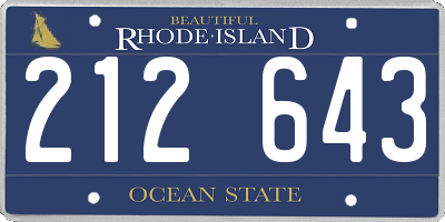 RI license plate 212643