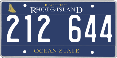 RI license plate 212644