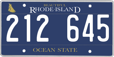 RI license plate 212645