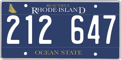 RI license plate 212647