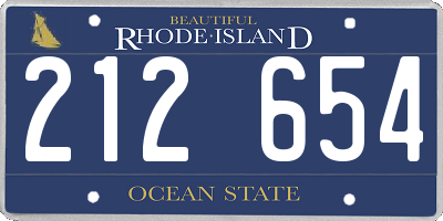 RI license plate 212654
