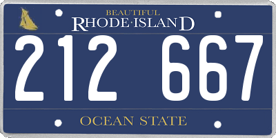 RI license plate 212667