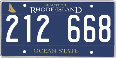 RI license plate 212668