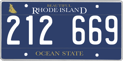 RI license plate 212669
