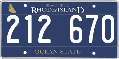 RI license plate 212670