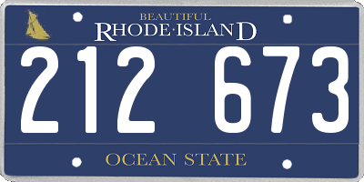 RI license plate 212673