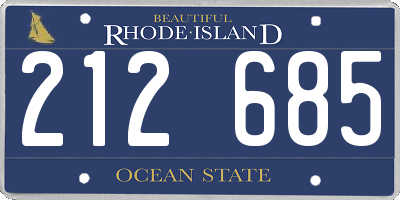 RI license plate 212685
