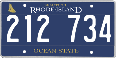 RI license plate 212734