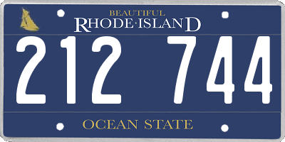 RI license plate 212744