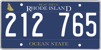 RI license plate 212765