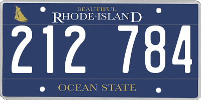 RI license plate 212784