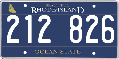 RI license plate 212826