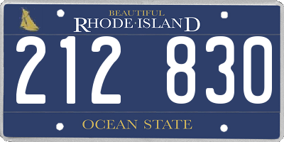 RI license plate 212830