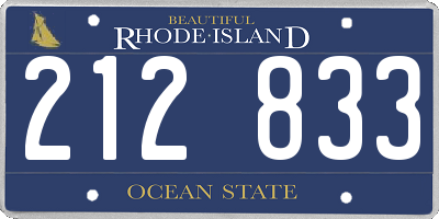 RI license plate 212833