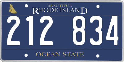 RI license plate 212834