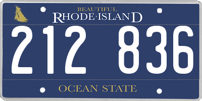 RI license plate 212836