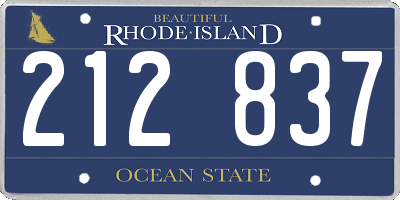 RI license plate 212837