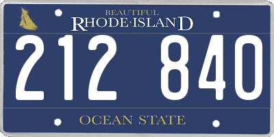 RI license plate 212840