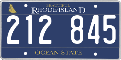 RI license plate 212845