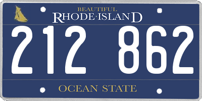 RI license plate 212862