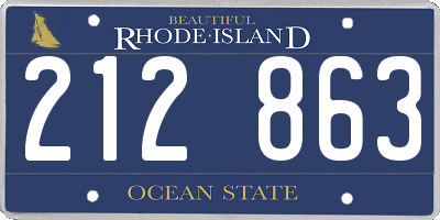 RI license plate 212863
